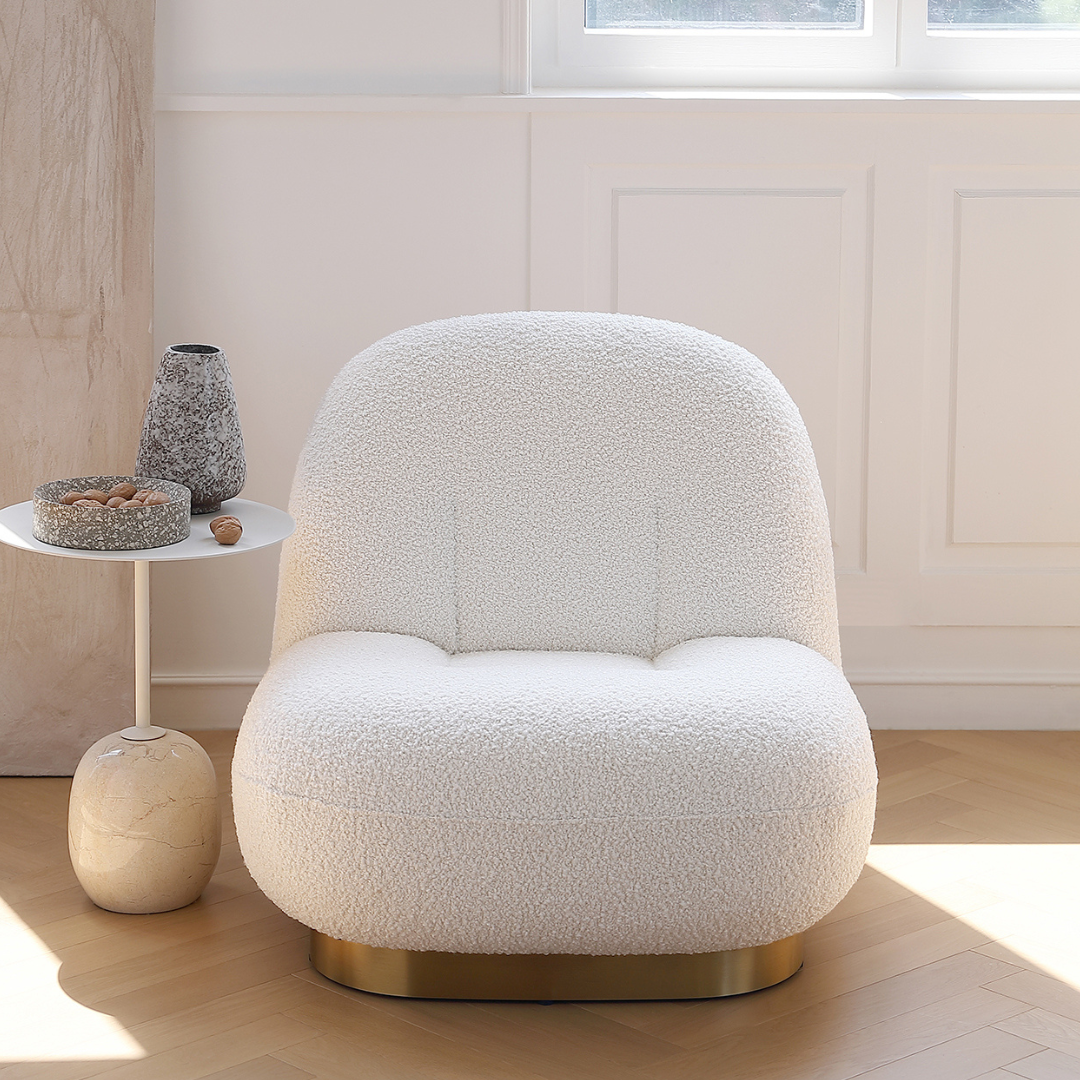 Modholic Breeze Boucle Chair, Gold