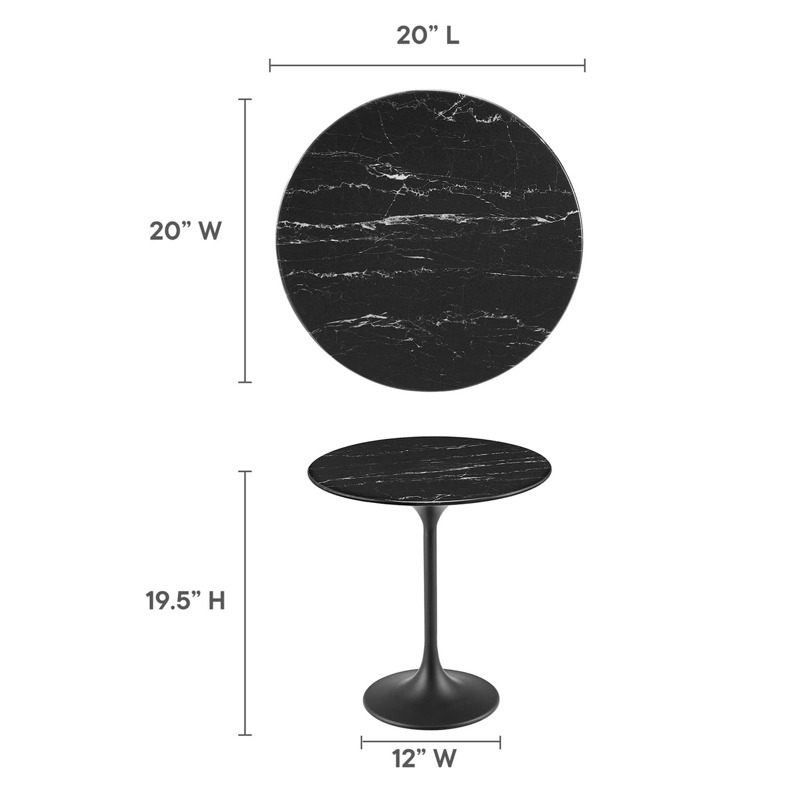 Modholic Tulip Marble Side Table - 20" Round