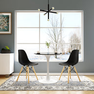 Modholic Tulip Fiberglass Dining Table, Round White Base