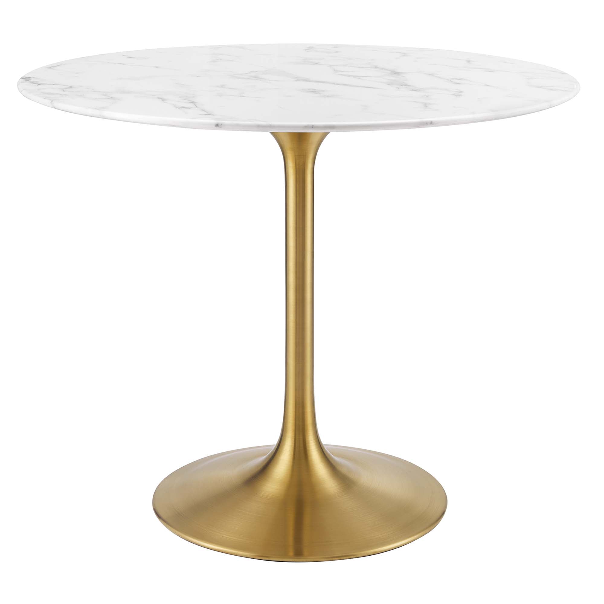 Modholic Tulip Marble Dining Table, Round - Gold Base