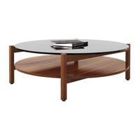 Modholic Oslo Coffee Table, 39" Round, Dark Walnut