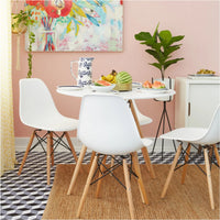 Round Wooden Top Dining Table Natural Wood