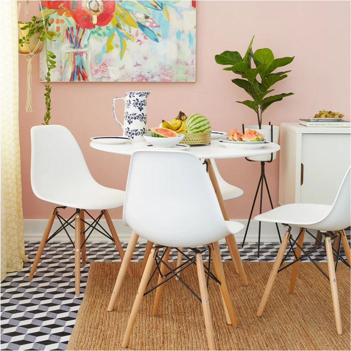 Round Wooden Top Dining Table Natural Wood
