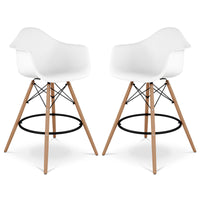 Pyramid Counter Stool With Arms, White
