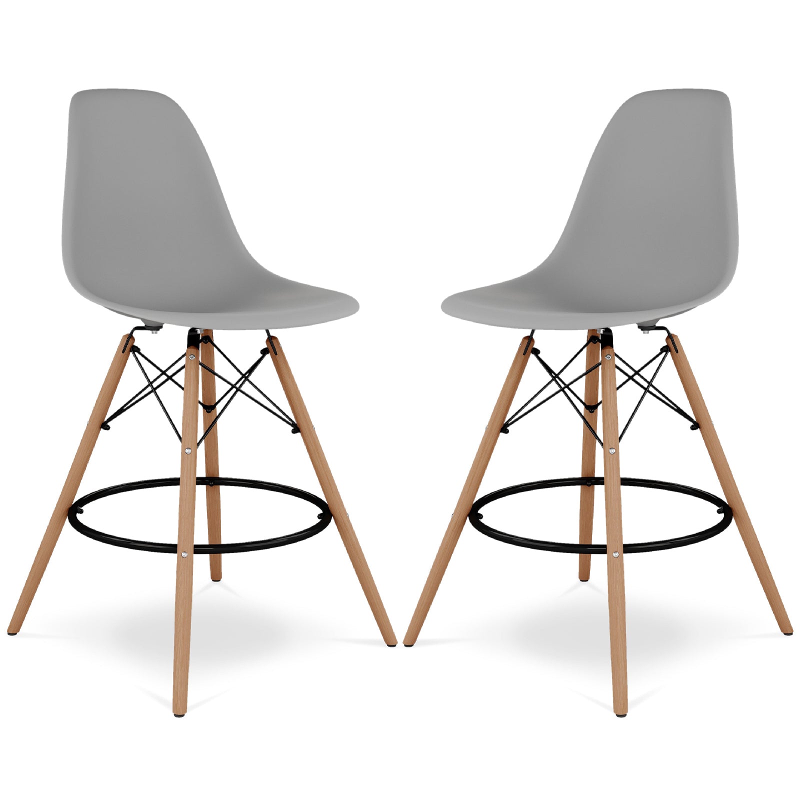 2xhome Eiffel Style Modern Mid Century ArmlessNatural Wood Legs