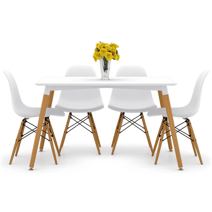 Vincent White Dining Set, Eiffel Chairs