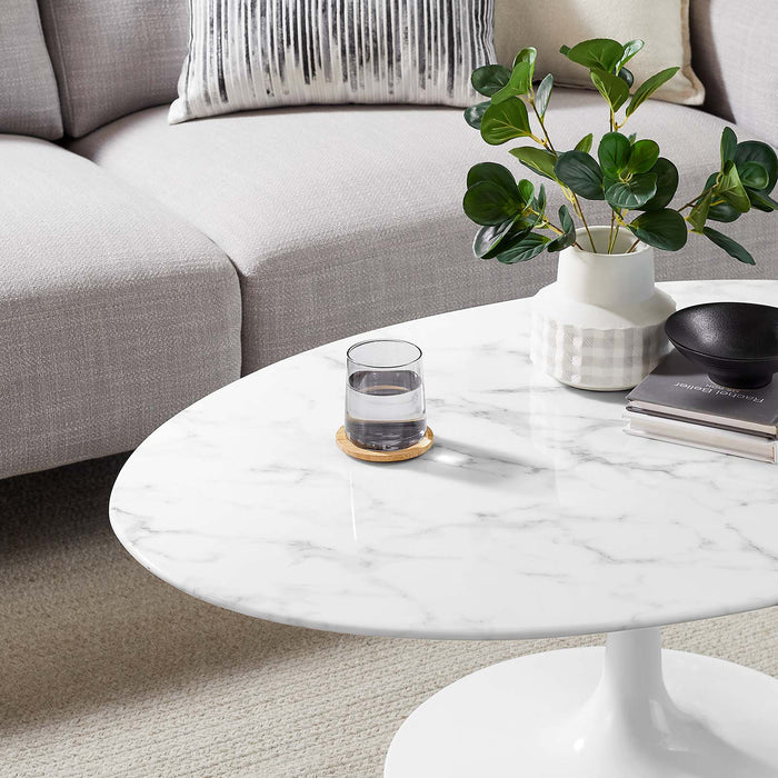 Tulip Oval-Shaped Artificial Marble Coffee Table