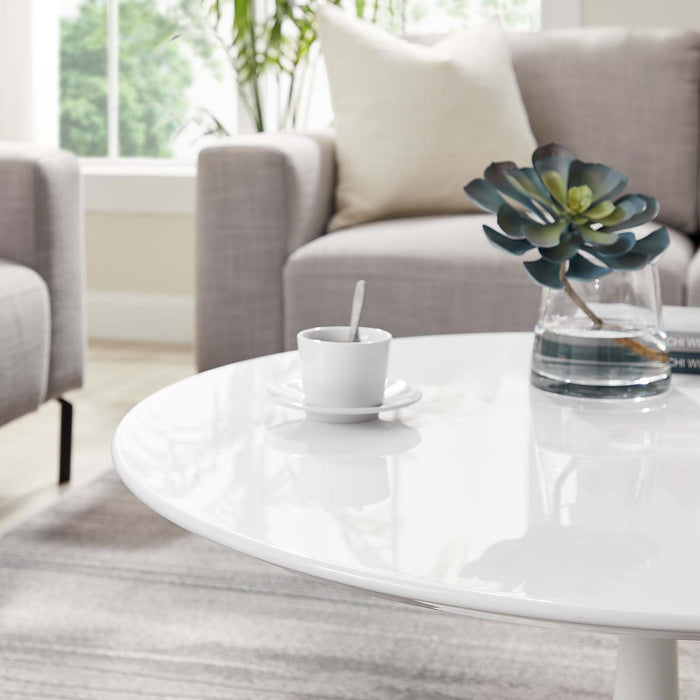Tulip 36" Oval-Shaped Wood Top Coffee Table