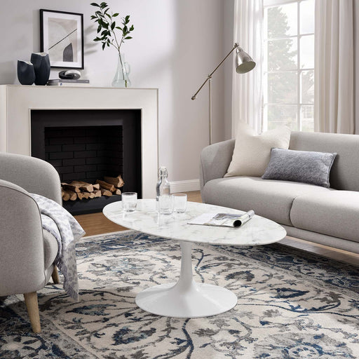 Tulip Oval-Shaped Artificial Marble Coffee Table
