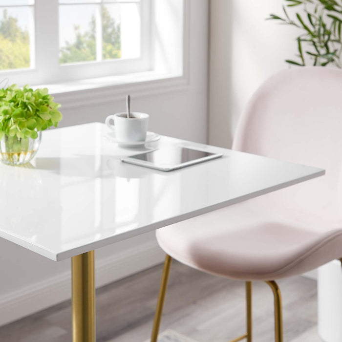 Tulip 28" Square Bar Table With Gold Base
