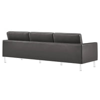 Allen Tufted Upholstered Faux Leather Sofa