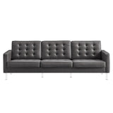 Allen Tufted Upholstered Faux Leather Sofa
