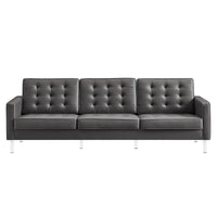 Allen Tufted Upholstered Faux Leather Sofa