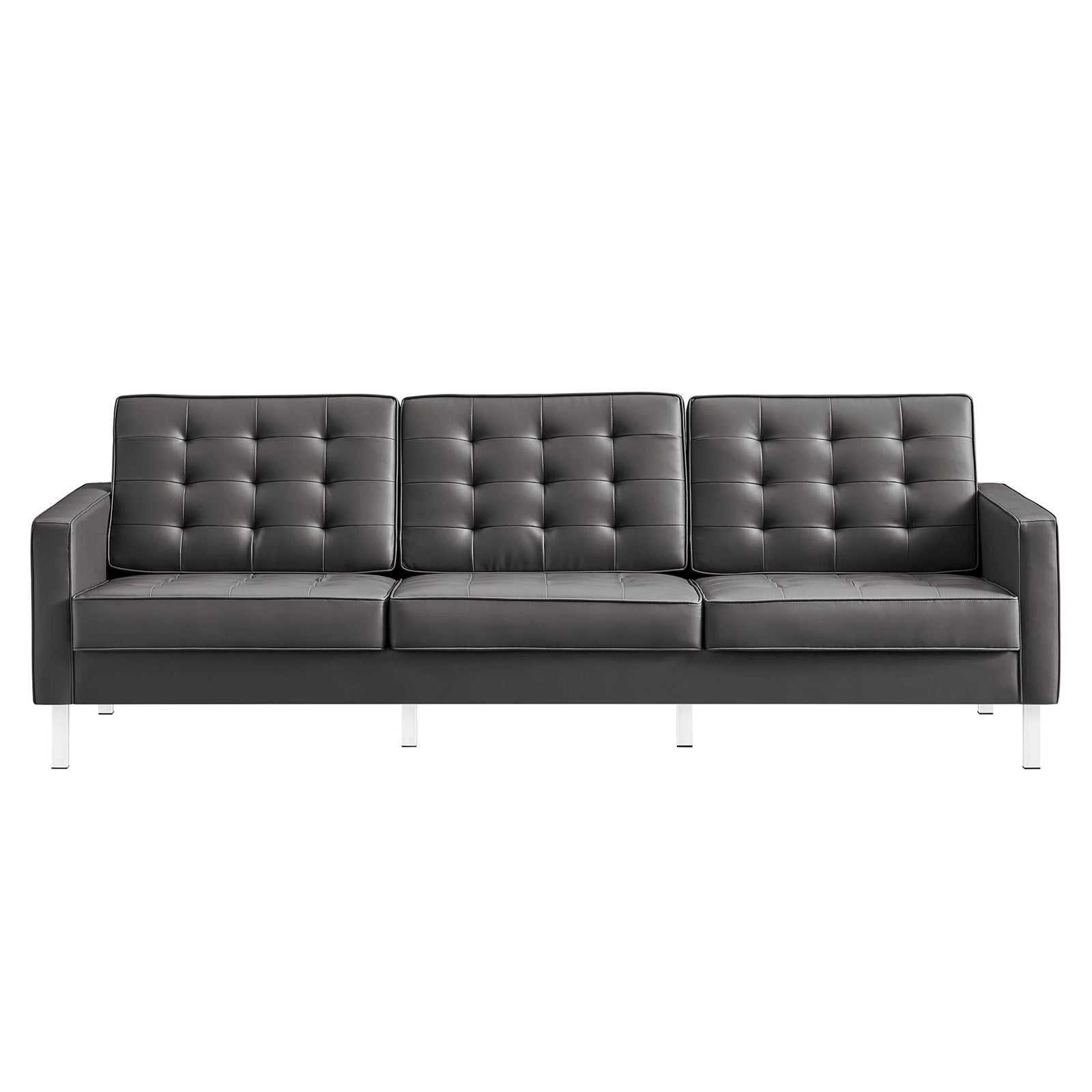 Allen Tufted Upholstered Faux Leather Sofa