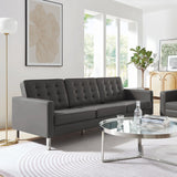 Allen Tufted Upholstered Faux Leather Sofa