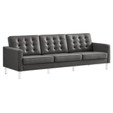 Allen Tufted Upholstered Faux Leather Sofa