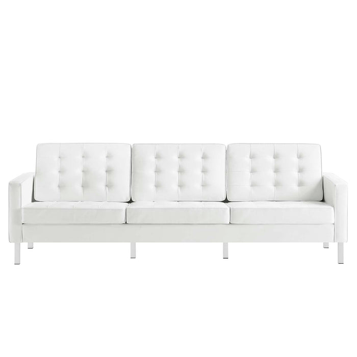 Allen Tufted Upholstered Faux Leather Sofa