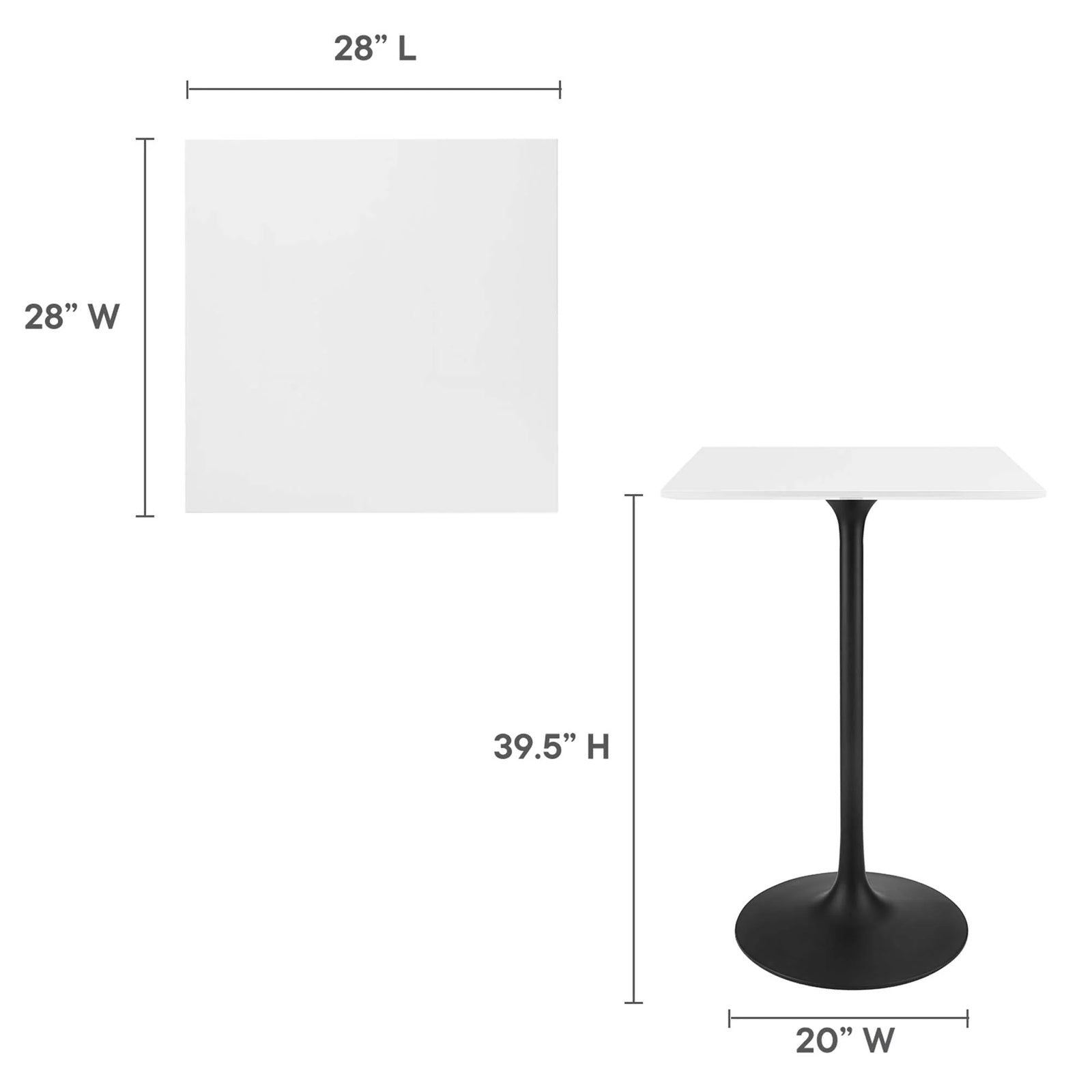Tulip 28" Square Bar Table