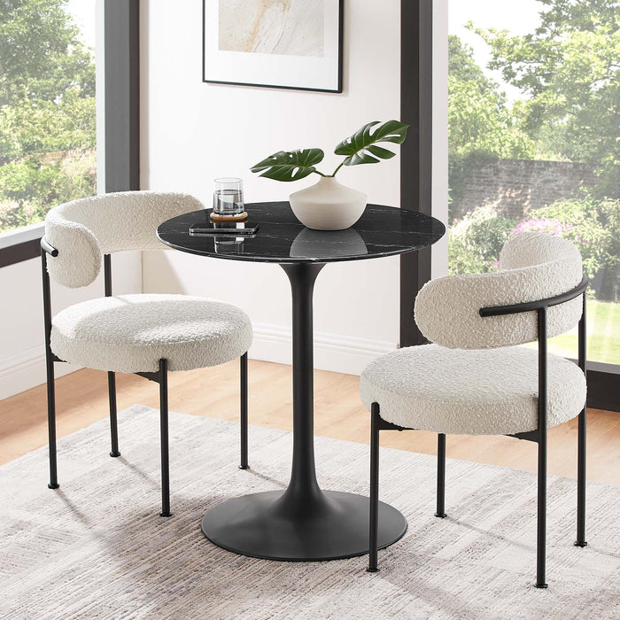 Tulip Round Artificial Marble Top Dining Tables, Black