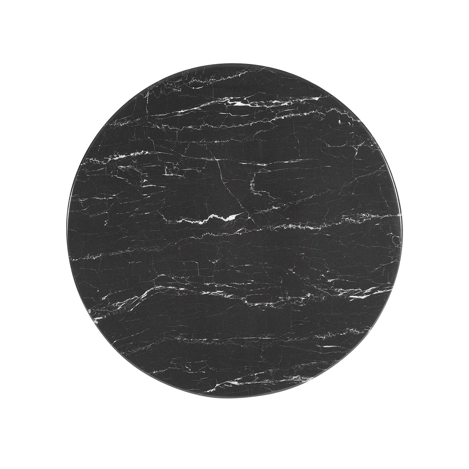 Tulip 28" Round Artificial Marble Bar Table, Black