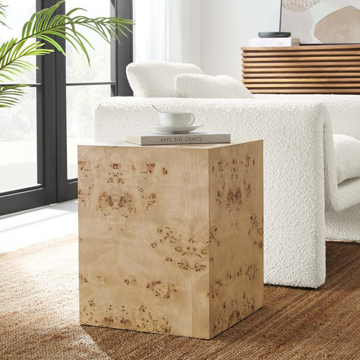 Cosmos 16" Square Burl Wood Side Table