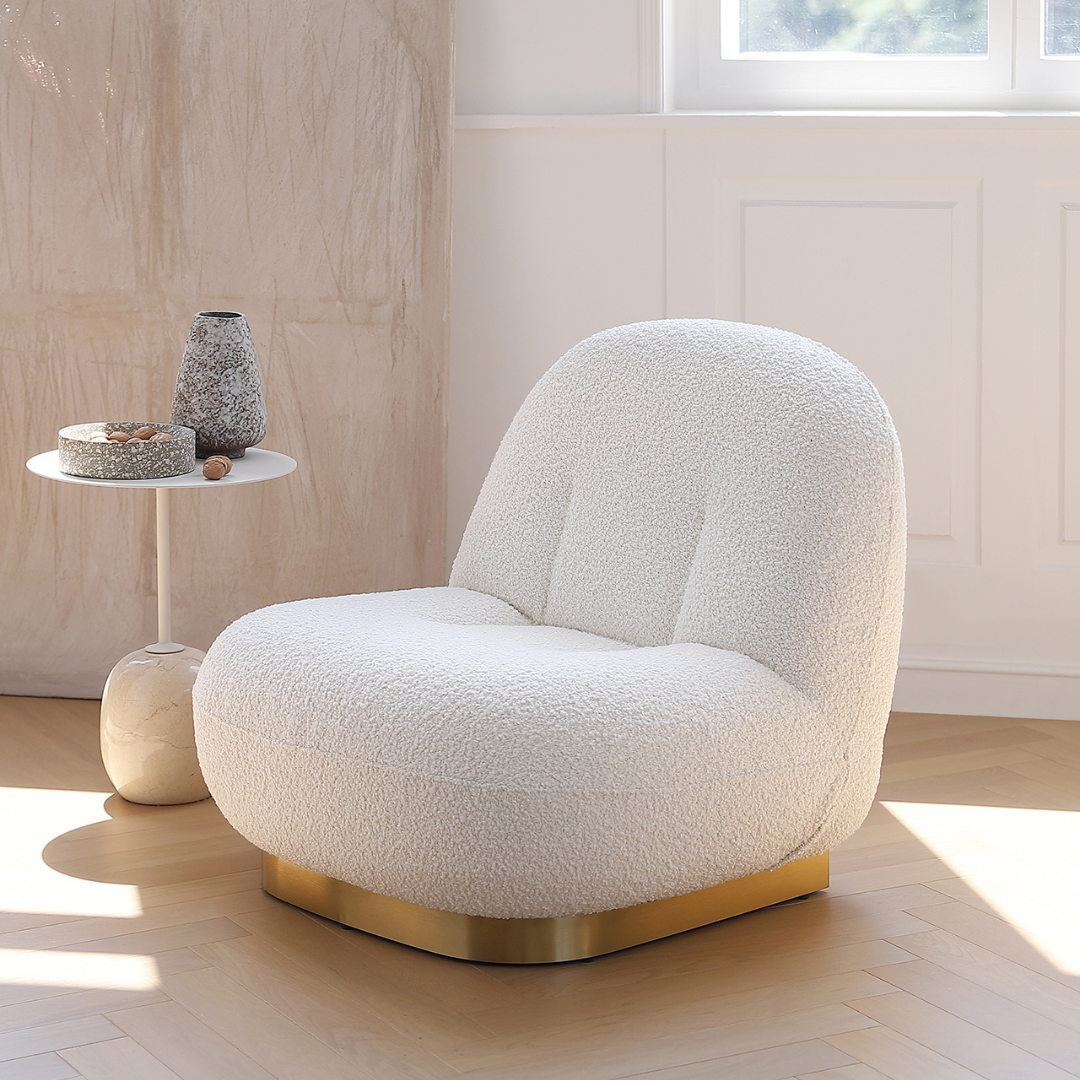 Modholic Breeze Boucle Chair, Gold