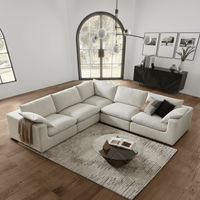 Modholic Duke 189" Deep Seat Sectional Sofa, 5 Seater, White