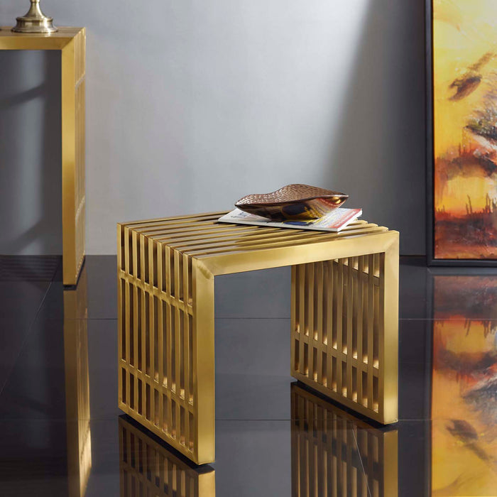 Gridiron Large Stainless Steel Bench in Gold