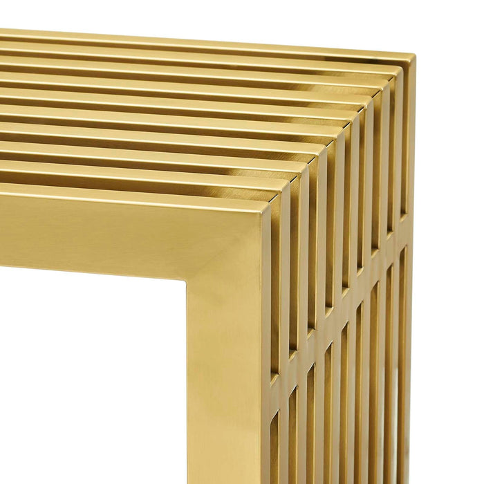 Gridiron Large Stainless Steel Bench in Gold