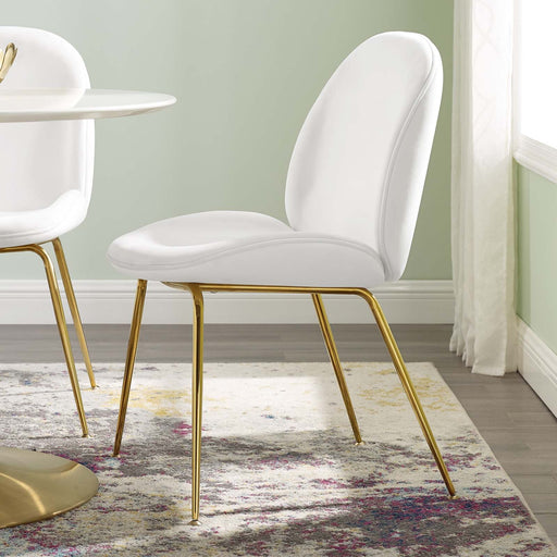 Scoop Dining Chair with Gold Stainless Steel Legs