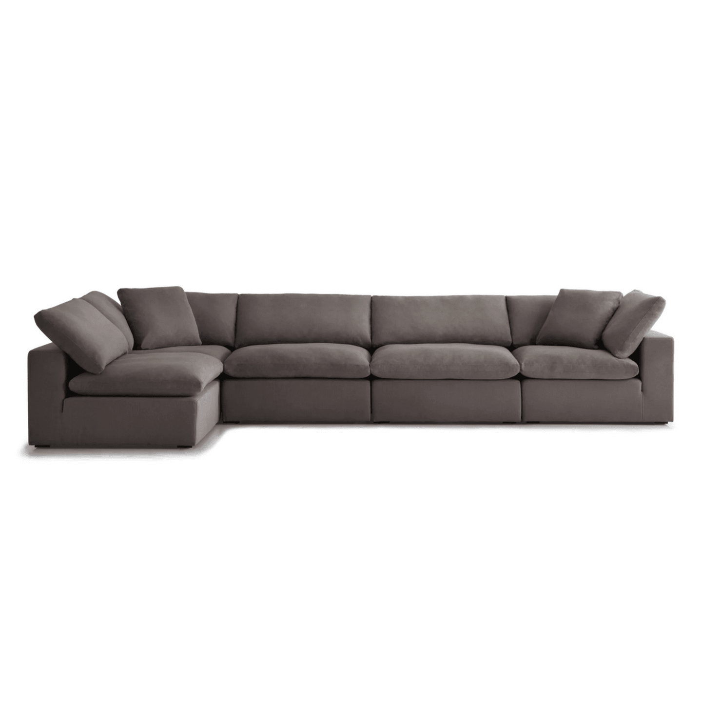 Modholic Haven 4 Seater Sectional Sofa With Ottoman, Gray