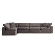 Modholic Haven 4 Seater Sectional Sofa With Ottoman, Gray