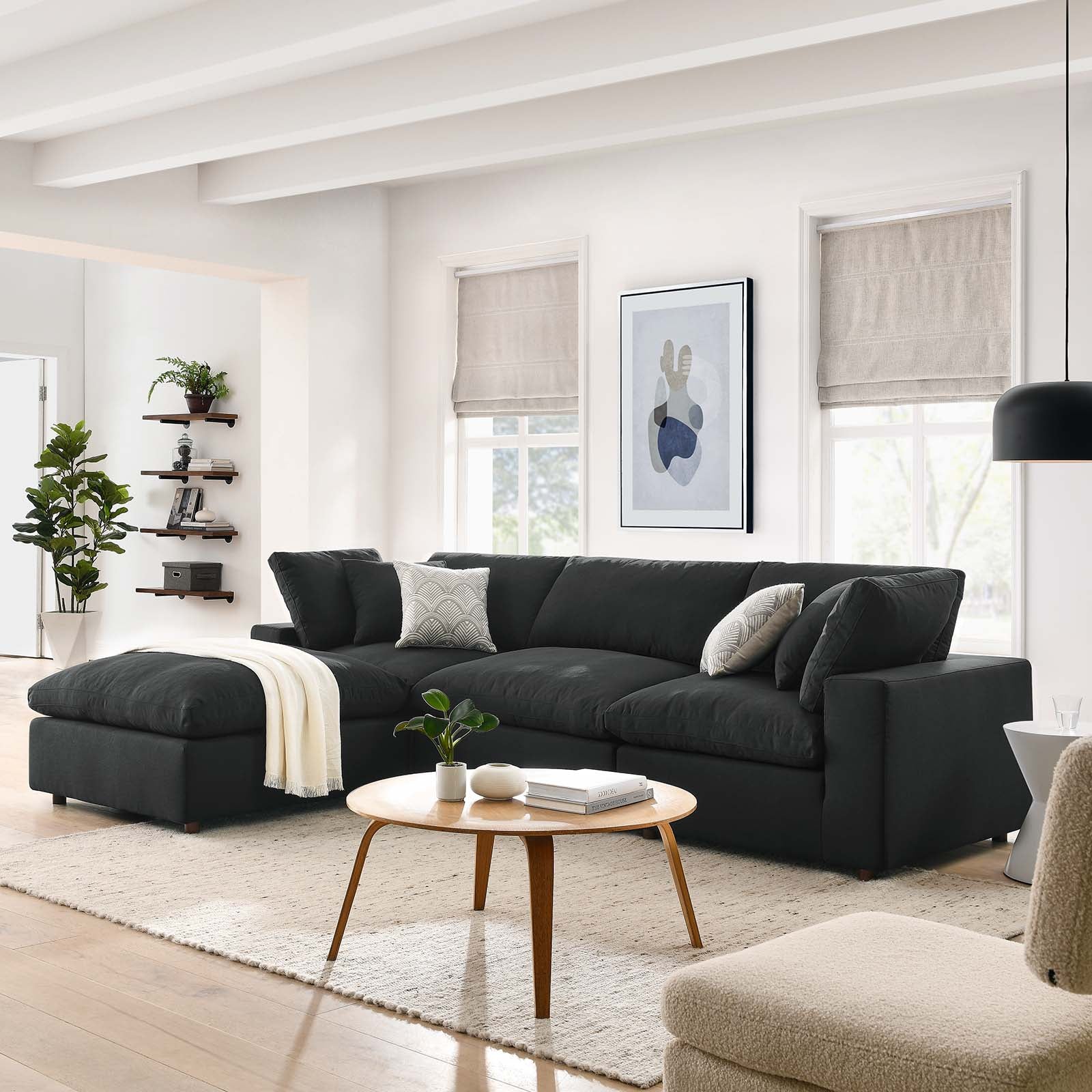 Haven Deep Seat Sectional Sofa With Ottoman 3 Seater Stealmod Furniture