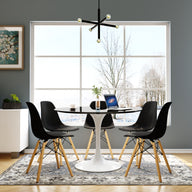 Modholic Tulip Fiberglass Dining Table, Round White Base