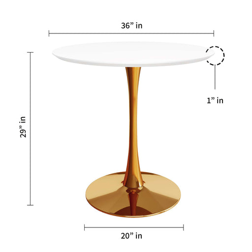 Tulip Dining Table 36" Wood Top & Gold Base