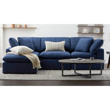 Modholic Haven 3 Seater Sectional Sofa With Ottoman, Navy Blue