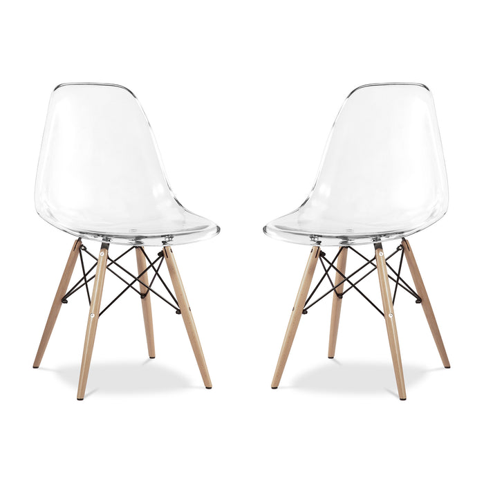 Eiffel Acrylic Side Chair  Woodleg  Clear