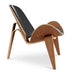 Wood and Genuine Leather Arch Shell Chair in Black