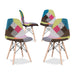 Patchwork Shell Dining Chair  Wooden Eiffel Legs Set of 4