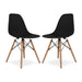 DSW Molded Black Plastic Dining Shell Chair with Wood Eiffel Legs