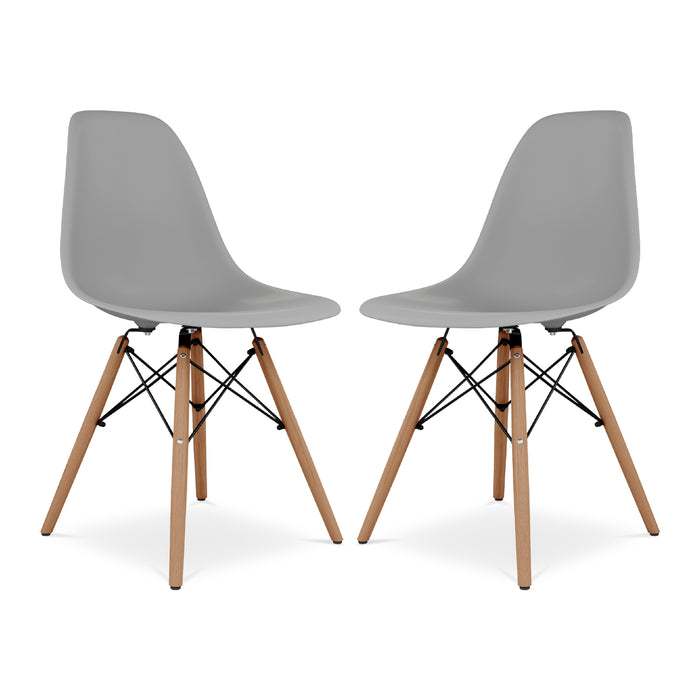 Wood Grain DSW Molded Plastic Dining Side Chair with Beech Wood Eiffel Legs