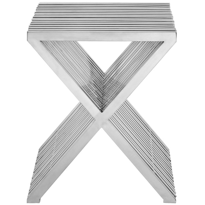 Grid Stainless Steel Side Table in Silver