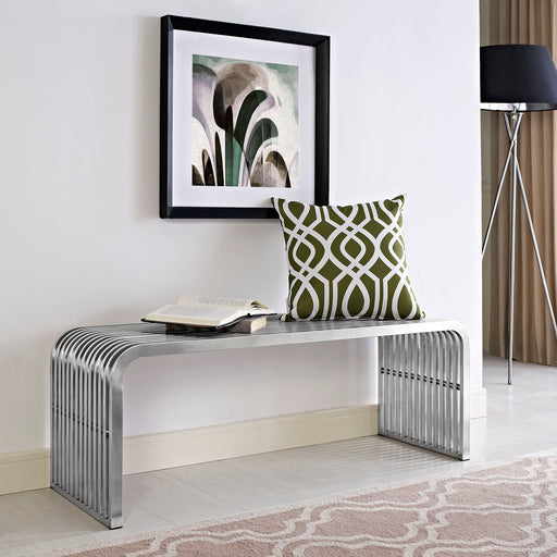 Pipe Stainless Steel Bench in Silver