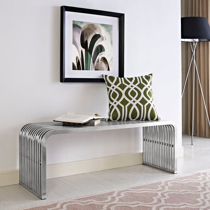 Pipe Stainless Steel Bench in Silver