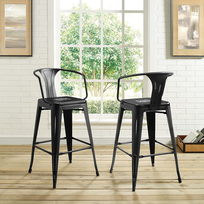 Promenade with Metal Seat Bar Stool with Arms