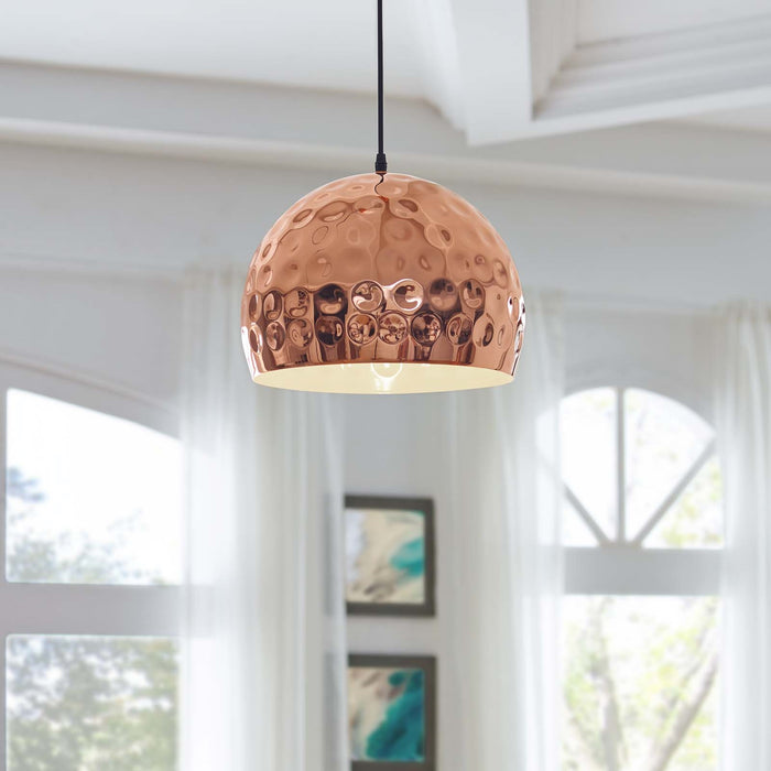 Dimple Bell-Shaped Rose Gold Pendant Light