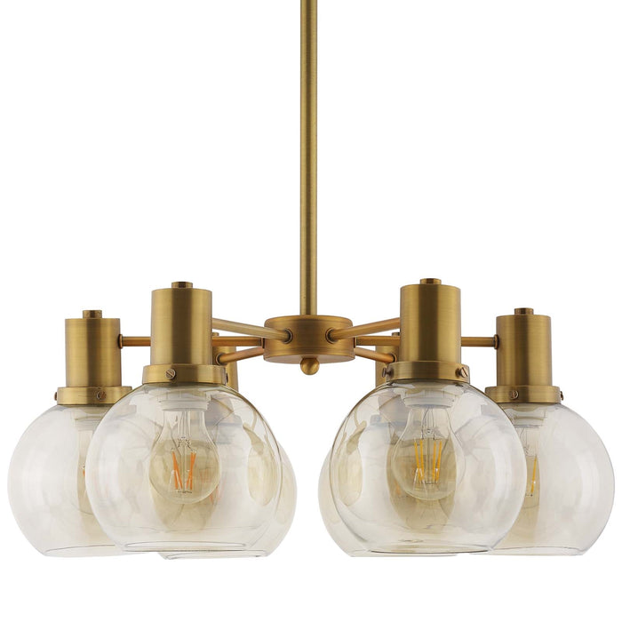 Resound Amber Glass And Brass Pendant Chandelier