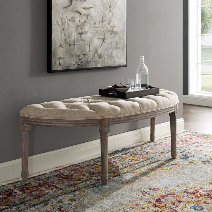 Esteem Vintage French Upholstered Fabric Semi Circle Bench