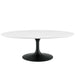 Tulip 48" Oval Wood Top Coffee Table Black Base