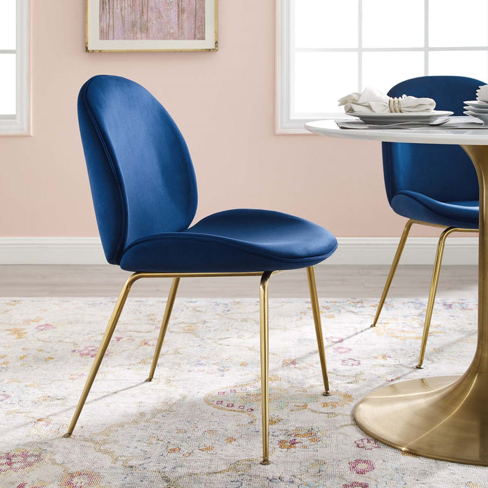 Scoop Dining Chair with Gold Stainless Steel Legs